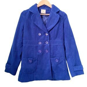 Basic Edge Clothing Royal Blue Front Button Pea Coat/Jacket in Size Medium